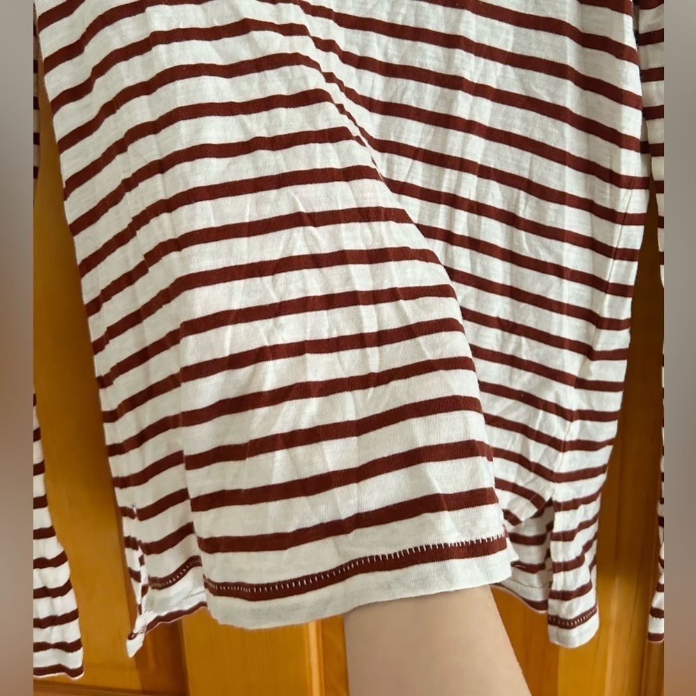 Madewell Whisper Cotton Turtleneck in Baker Rust Stripe - Picture 3 of 4